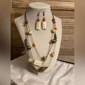 Elegant Multi-Strand Necklace and Earring Set